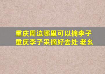 重庆周边哪里可以摘李子 重庆李子采摘好去处 老幺